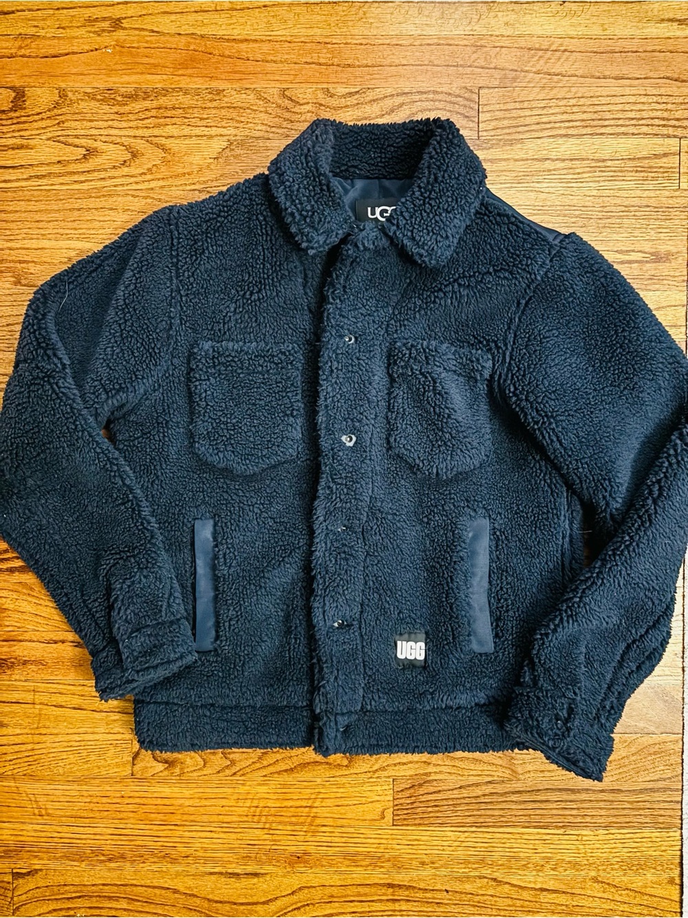 UGG Janson Faux Shearling Trucker Jacket in Navy